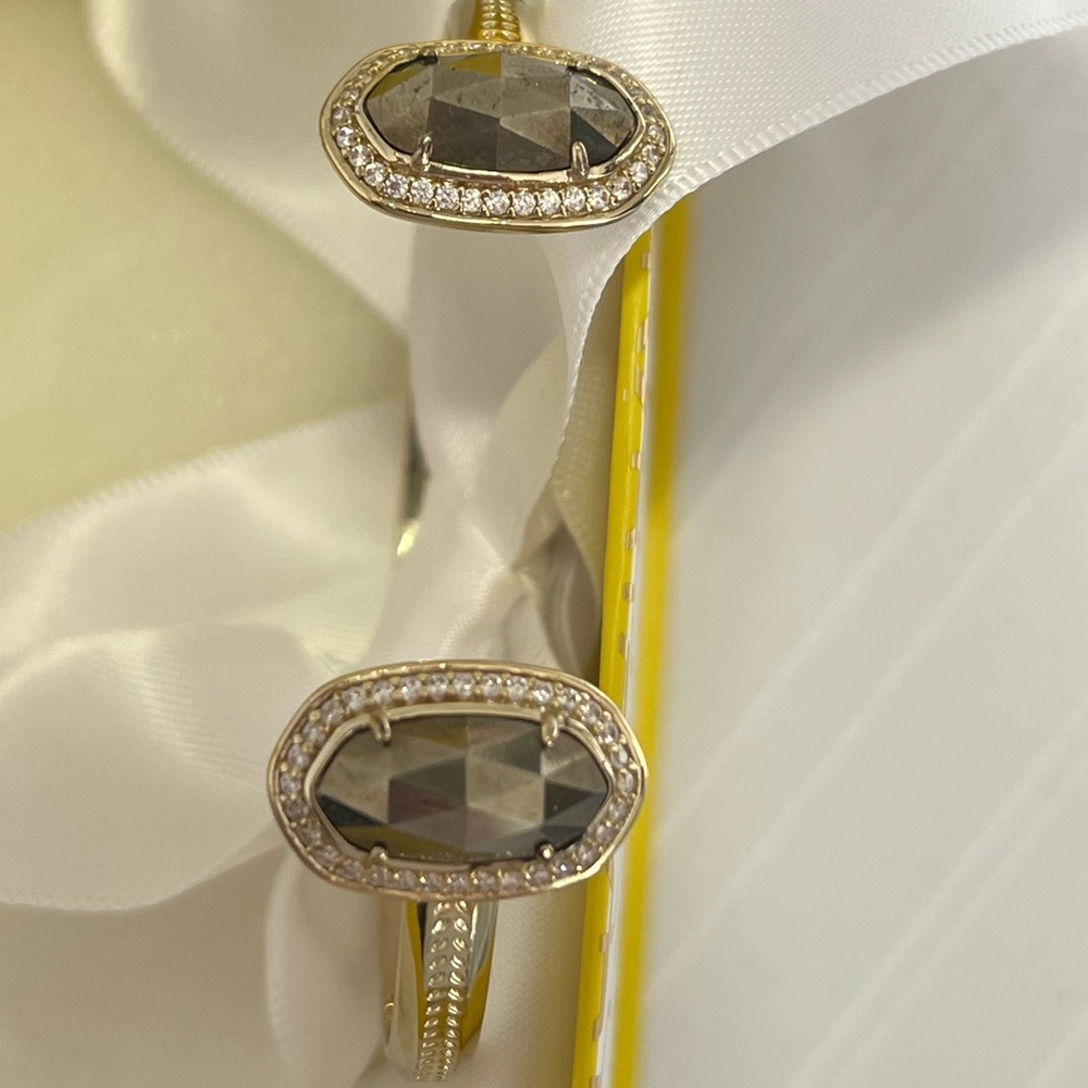 NWOT Kendra Scott RARE & RETIRED Erica Bracelet Pyrite & Yellow Gold So Sparkly! - Picture 10 of 13